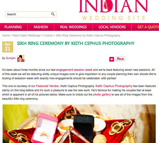NYC Indian Wedding Photographer | Navleen and Baljit’s Wedding Featured on Indian Wedding Site!