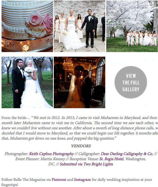 St. Regis Washington, D.C. Wedding Photographer | Christina and Muharrem’s Luxury Wedding Featured in Belle the Magazine!