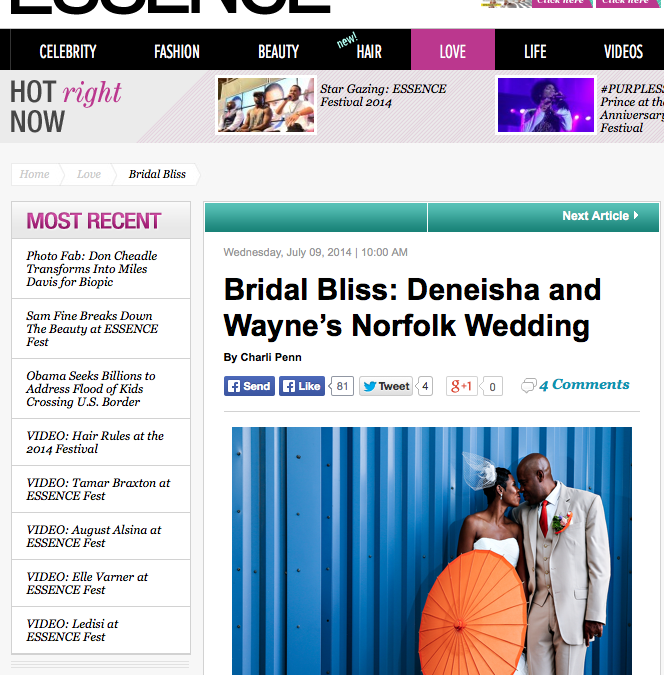 Essence Magazine | Norfolk Wedding Photographer | Deneisha and Wayne’s Half Moone Wedding Featured!!